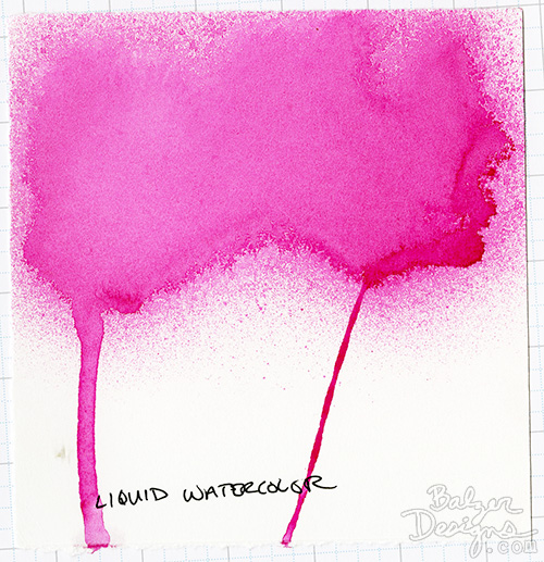 Sample card of a hot pink spray ink made from liquid watercolor.