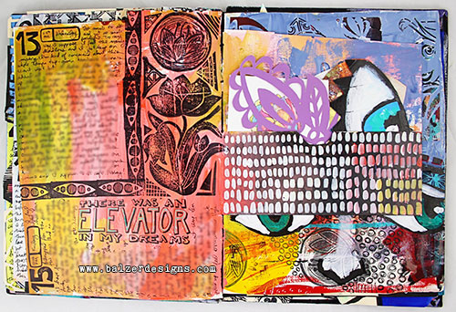 Colorful art journal spread.
