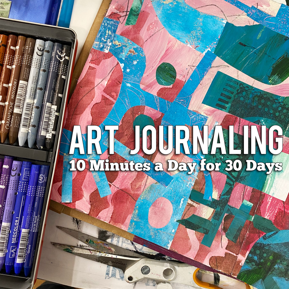 Class logo for the online class "Art Journaling: 10 Minutes a Day for 30 Days."