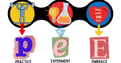 Infographic about PEE: Practice, Experiment, Embrace.